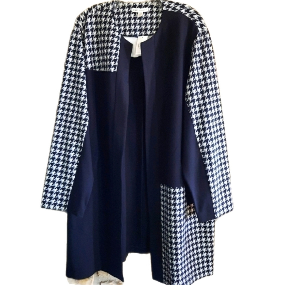 Cato Black and White Houndstooth Cardigan,  Size 24